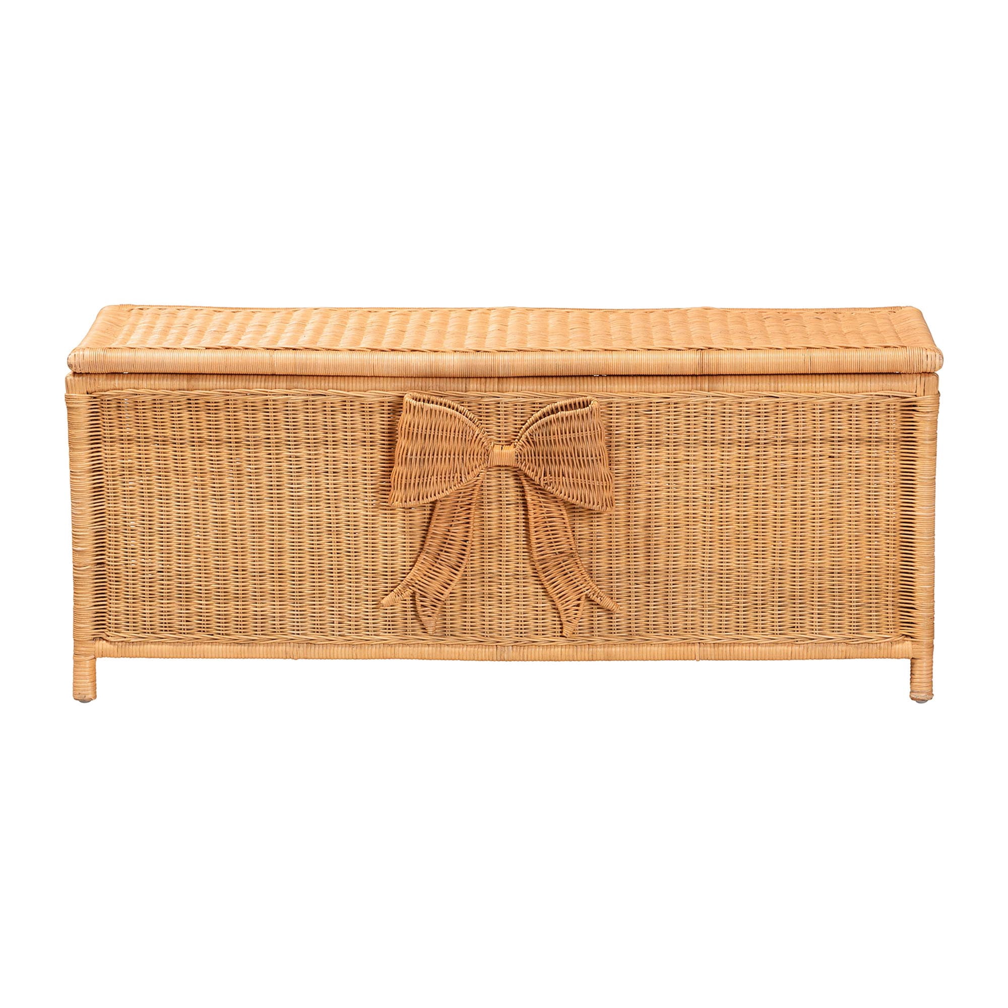 bali & pari Creusa Boho Storage Bench, Light Honey