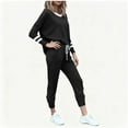 thumbnail image 5 of VBTAPA 2 Piece Lounge Sets for Women Long Sleeve Tops Cinch Bottom Sweatpants Sweatsuits with Pockets Black XL, 5 of 9