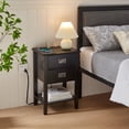 thumbnail image 6 of VECELO Set of 2 Nightstand with Charging Station, Wood Night Stand with USB Ports and Outlets, 2 Storage Drawers, End Table Side Table for Bedroom/Living Room, Black, 6 of 7