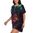 thumbnail image 2 of Kdxio Red And Green Carnation Print Pajamas Sets for Women Short-Sleeved Pjs with Lounge Shorts Two Piece Sleepwear S-4XL, 2 of 5