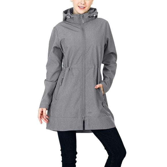 33 000Ft Women 'S Waterproof Softshell Long Rain Jacket With Hood Fleece Lined Windproof Windbreaker