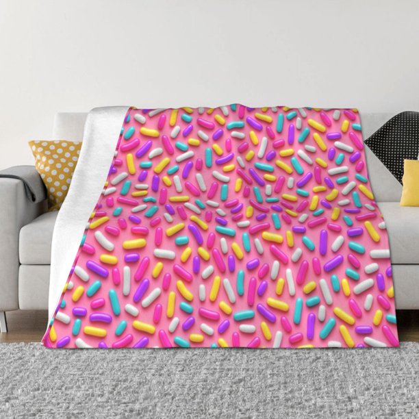Fotbe Colorful Donuts 1 Manta de Franela con Estampado, Manta Ultrasuave para Cama, Sofá, Auto, Hipoalergénica y Antibolitas-60"x50"