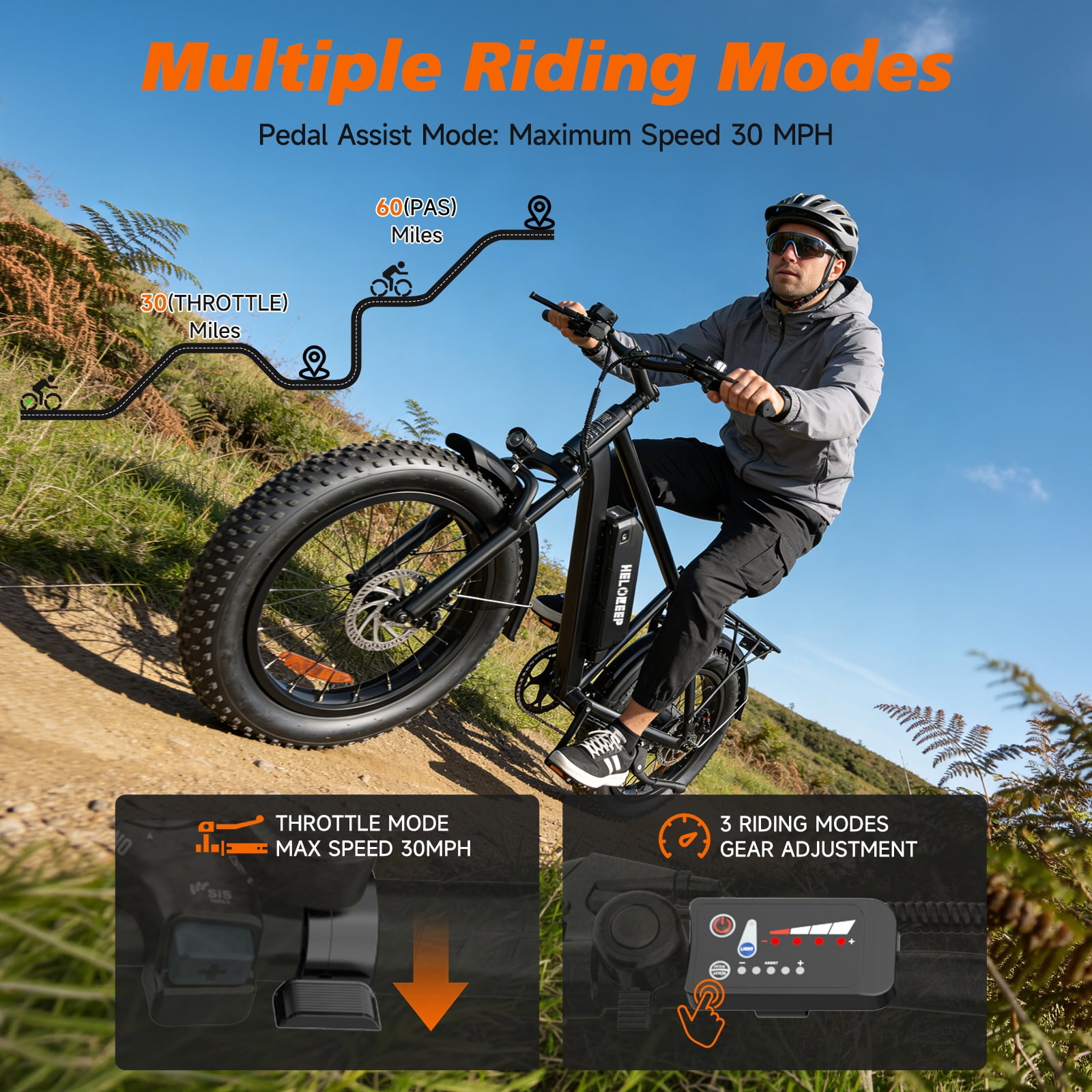 Large Frame Electric Bike for Adults - 26" Ebike, 48V 15.6AH UL 2849 Battery, 28MPH, Front Suspension, Adjustable Seat, 330lbs Capacity, Black
