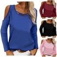 thumbnail image 2 of VERUGU Plus Size Cut Out Cold Shoulder Tops for Women Casual Solid Color Tees Loose Basic T-Shirts Summer Batwing Sleeve Tunic Blouse Tops, 2 of 8