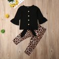 thumbnail image 2 of Baby Girls Lama Sleeve Solid Color Button Top + Leopard Elastic Waist Pants Suit, 2 of 6