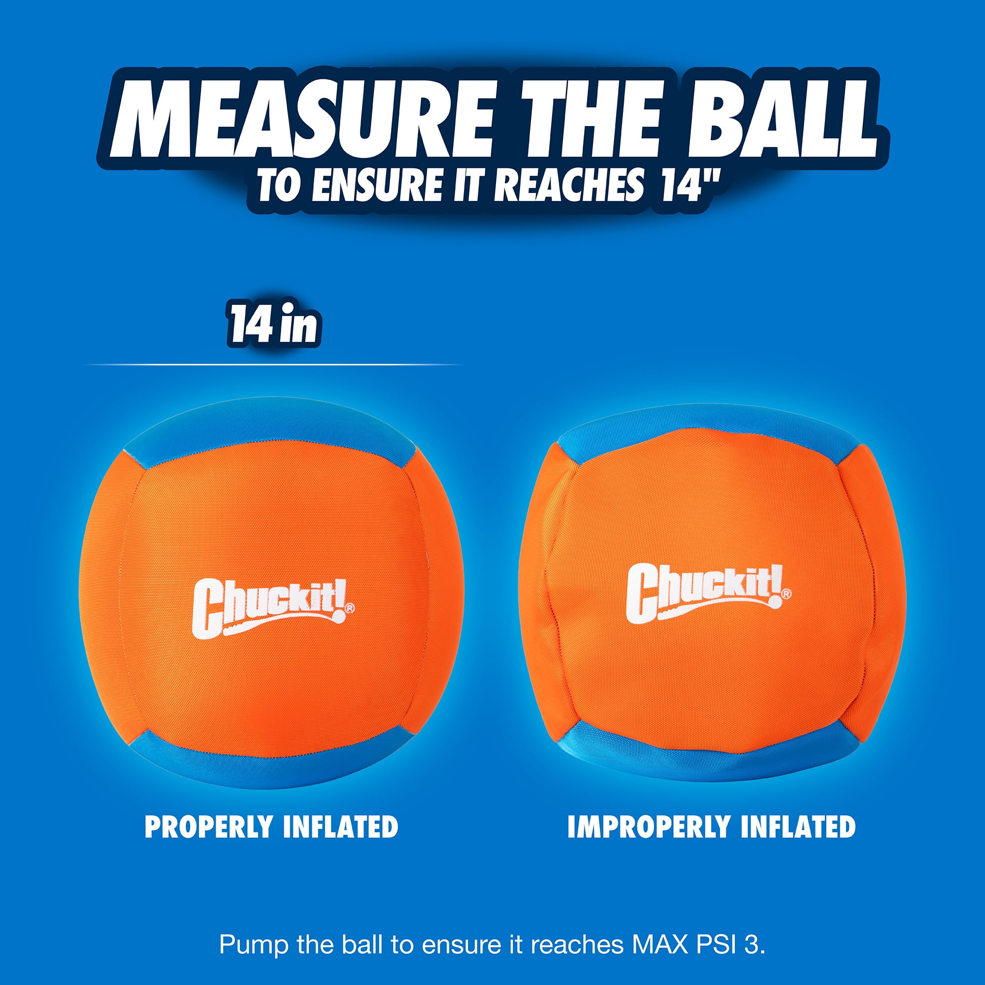 Chuckit! Big Air Canvas Dog Ball Ground Play Toy Great for Pack Play, 14", Hand Pump for Easy Inflate Included, Orange