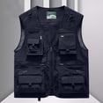 thumbnail image 2 of Men's Sleeveless Vest Multi Pocket Quick Dry Nylon V-Neck Workwear Photography Mountaineering Journalist Outdoor Casual Utility Fishing Hiking Travel | Zenithor,Dark Blue 5XL, 2 of 9