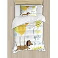 thumbnail image 1 of I Love You Twin Size Duvet Cover Set, Cute Dog with Balloons and Hearts Sun Clouds Puppy Baby Best Friends, Decorative 2 Piece Bedding Set with 1 Pillow Sham, Yellow Cocoa Blue Grey, by Ambesonne, 1 of 3