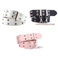 thumbnail image 1 of Womens Waist Belt,double grommet women punk belt,prong buckle jeans PU leather waist belts vintage,Gothic Waist Strap with Metal Chain Adjustable,Pin Buckle Wide Waistband Hollow Dress, 1 of 9