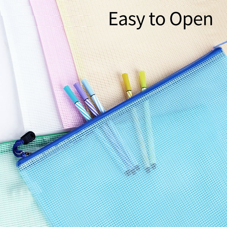 Blue Mesh Zipper Pouches - Varied Sizes 3-Pack, JamPaper Products
