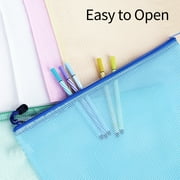 WWW A4+A5+A6 Plastic Zip Wallets Folder, 15PCS Mesh Zipper Pouch Document Wallet, A4+A5+A6 Zipper File Folders, Zip Lock Bags for School Office Household Travel Supplies