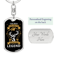 thumbnail image 2 of The Man The Hunting Legend Stainless Steel or 18k Gold Premium Swivel Dog Tag Keychain, 2 of 10