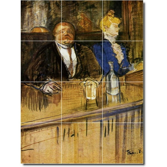 Ceramic Tile Mural-Henri Toulouse-Lautrec Men Women Painting 18. 18" w x 24" h using (12) 6 x 6 ceramic tiles