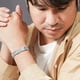 thumbnail image 5 of JeenMata Pulsera de identificación de plata pulida para hombre - Joyería elegante y moderna entrelazada, 5 of 6