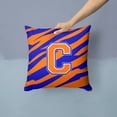 thumbnail image 2 of Carolines Treasures CJ1023-CPW1414 Letter C Initial Tiger Stripe - Blue Orange Fabric Decorative Pillow, 14Hx14W,, 2 of 4