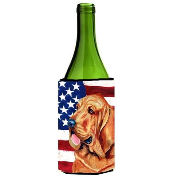 USA American Flag with Bloodhound Wine bottle sleeve Hugger 24 oz.