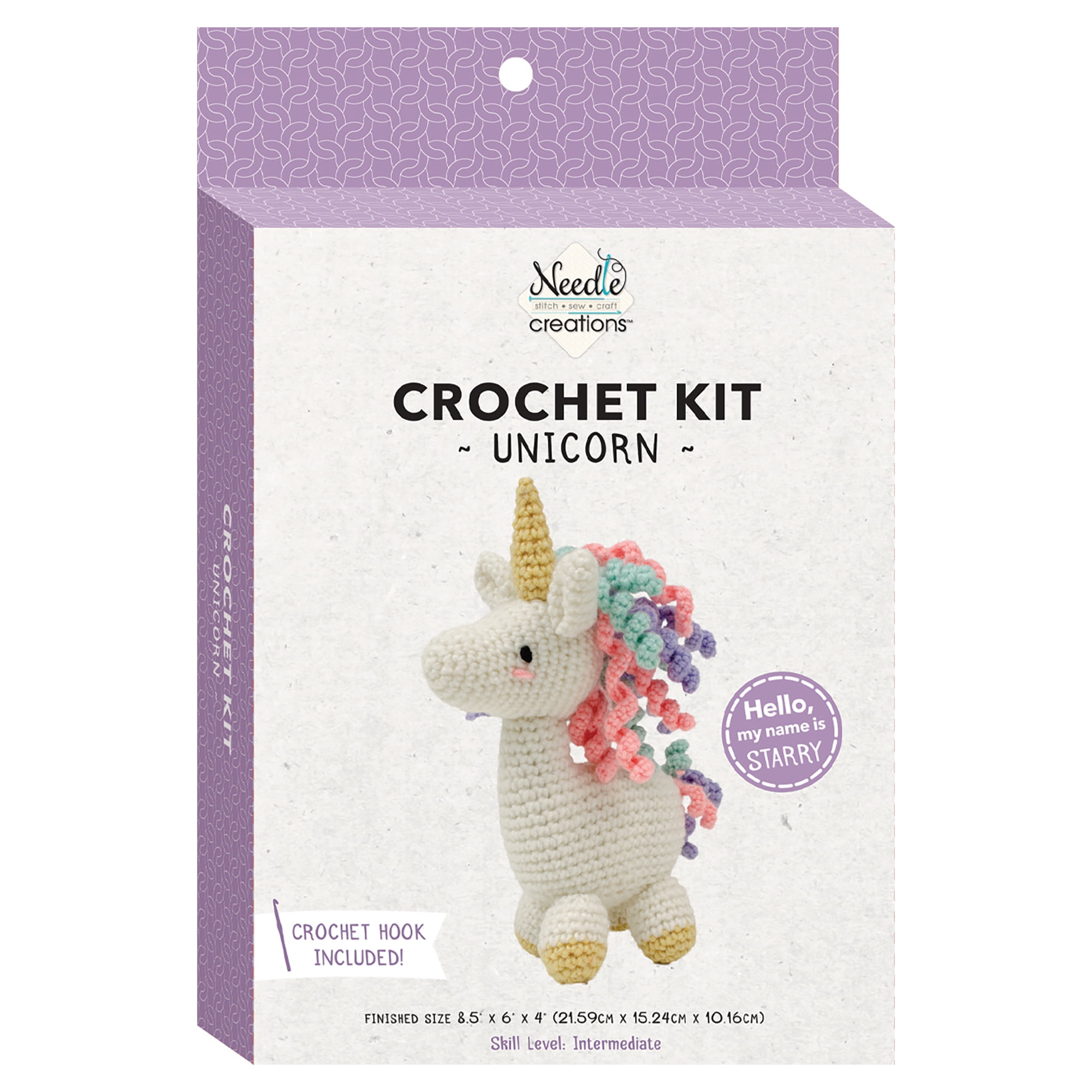 Fabric Editions Inc. Needle Creations Crochet Kit Unicorn, White 1