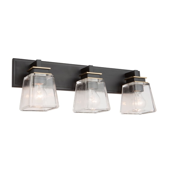 Artcraft Eastwood Three Light Wall Sconce Black Frame Clear Glass