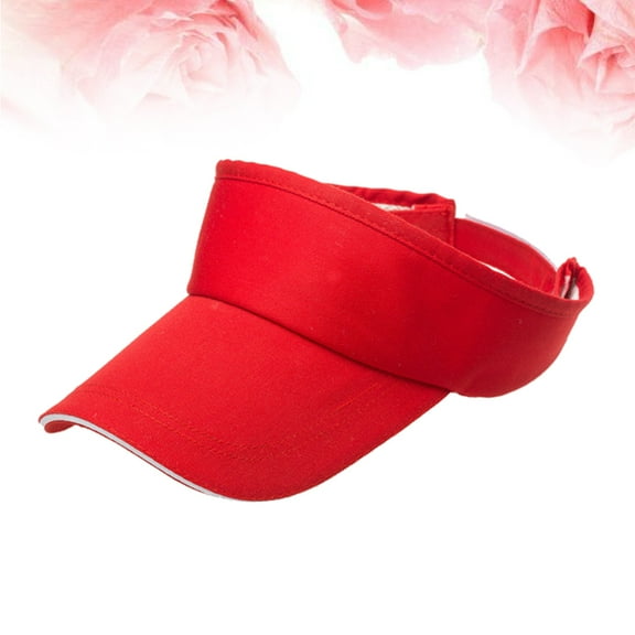 OUNONA Blank Sun Visors Adjustable Sports Sun Hat for Travel Exercises(Red)