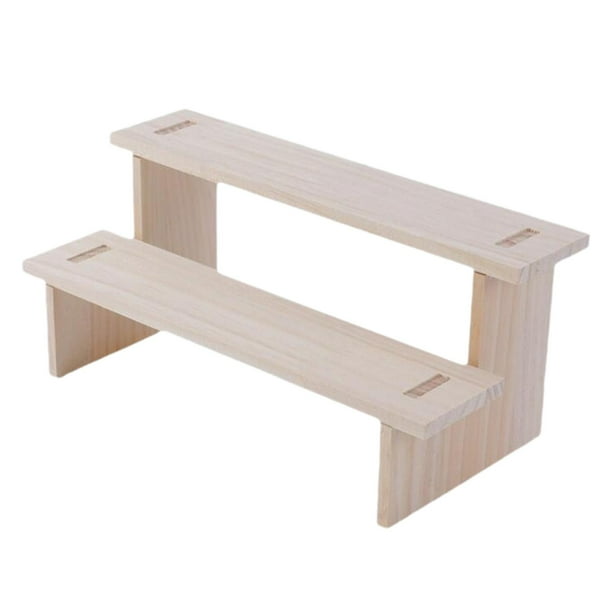 Soporte de exhibición de madera para escritorio, multifuncional, para joyas 2 capas