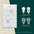 thumbnail image 3 of TOPGREENER Kalide Dual Load Dimmer Light Switch, Double LED Dimmer, Full Range, Single Pole, 120VAC, 60Hz, 200W LED/CFL, Neutral Wire Not Required, TGDDS-W, White, 3 of 6