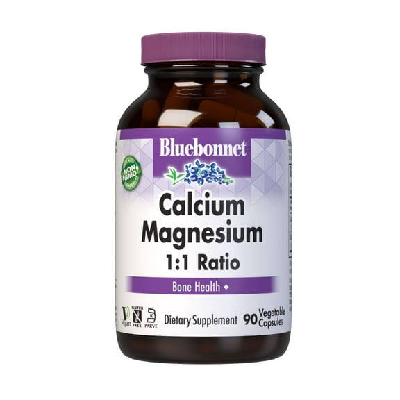 Bluebonnet Nutrition Calcium Magnesium 1:1 Ratio Vegetarian Capsules, 90 Count
