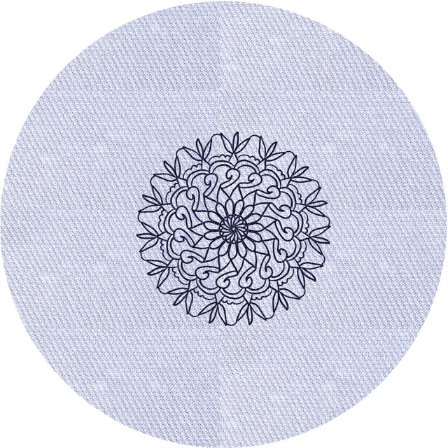 Ahgly Company Tapis Rond Lavable en Machine Intérieur Transitionnel Bleu Denim, 6 Pieds Rond
