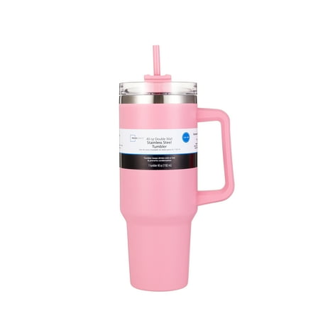 Mainstays 40 oz Tumbler Pink Stainless Steel Double Wall