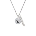 thumbnail image 2 of Delight Jewelry Silvertone Large Script Letter - C - 3/4'' Disc - Silvertone Be Strong and Courageous Bar Charm Necklace, 23", 2 of 4
