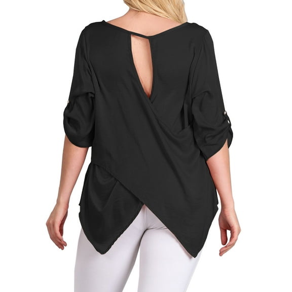 eVogues Women's Crossed Back Top Black