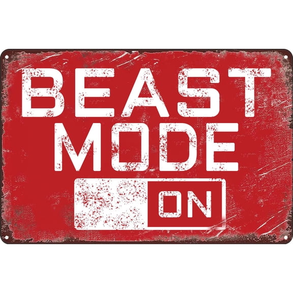 Beast Mode On Sign Funny Gym Decor Inspirational Quotes Metal Tin Signs Wall Decor for Home Office Living Room Gym Workout Positive Gift Size: 12 x 16 inch