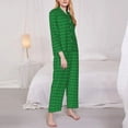 thumbnail image 3 of Gukieu Green St. Patrick’s day Print Women's Long Sleeve Pajama Set, Button Top Elastic Pocket Pajama Pants Two Piece Set Home Wear-Medium, 3 of 7