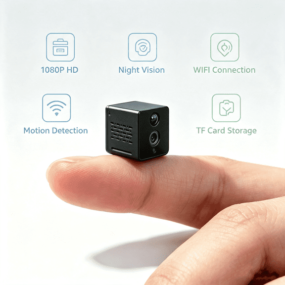 Portable Mini Cube Wireless Security Camera, WiFi 1080P HD Indoor Surveillance Cam with Night Vision, Loop Recording, Motion Alert, Remote Monitoring for House, Office, Pets