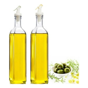 Aceitera con vertedor, dispensador de vinagre y aceite, botella de aceite  de oliva, recipiente, acero inoxidable, 2 botellas de aceite de cocina