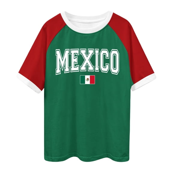 Women's Unisex Casual Short Sleeve Tee with Raglan Sleeves for Casual Breathable Fit Green L