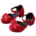 thumbnail image 4 of DMDUOU Girls Heels Dress Shoes Flats for Wedding Bow Flower Princess Shoes for Little Kid Red 8.5-9Years, 4 of 6