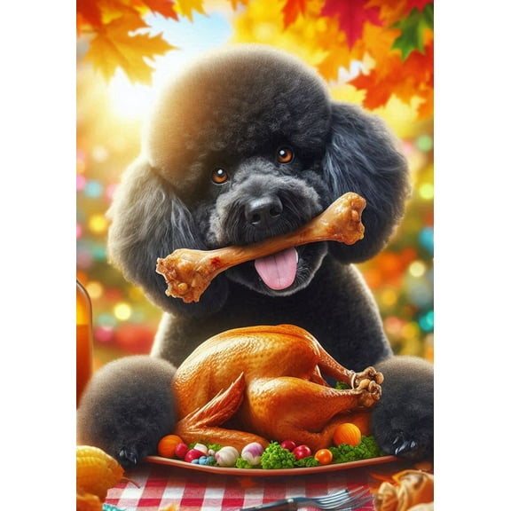 Poodle Black -  Best of Breed DCR Thanksgiving Garden Flag 12" x 17"