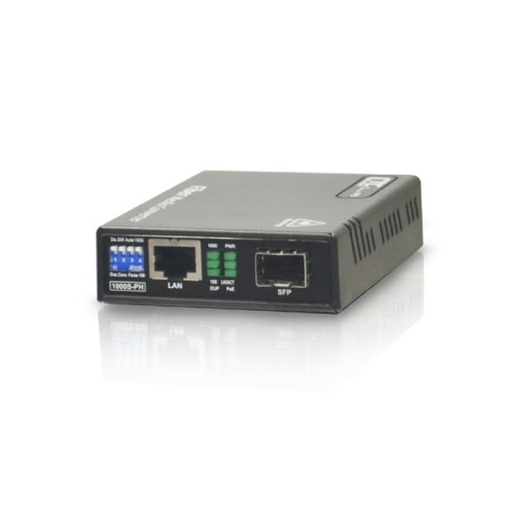 FMC-1000S-PH Gigabit Ethernet 10/100/1000BaseTx to SFP slot fiber media converter with PoE  30W injector