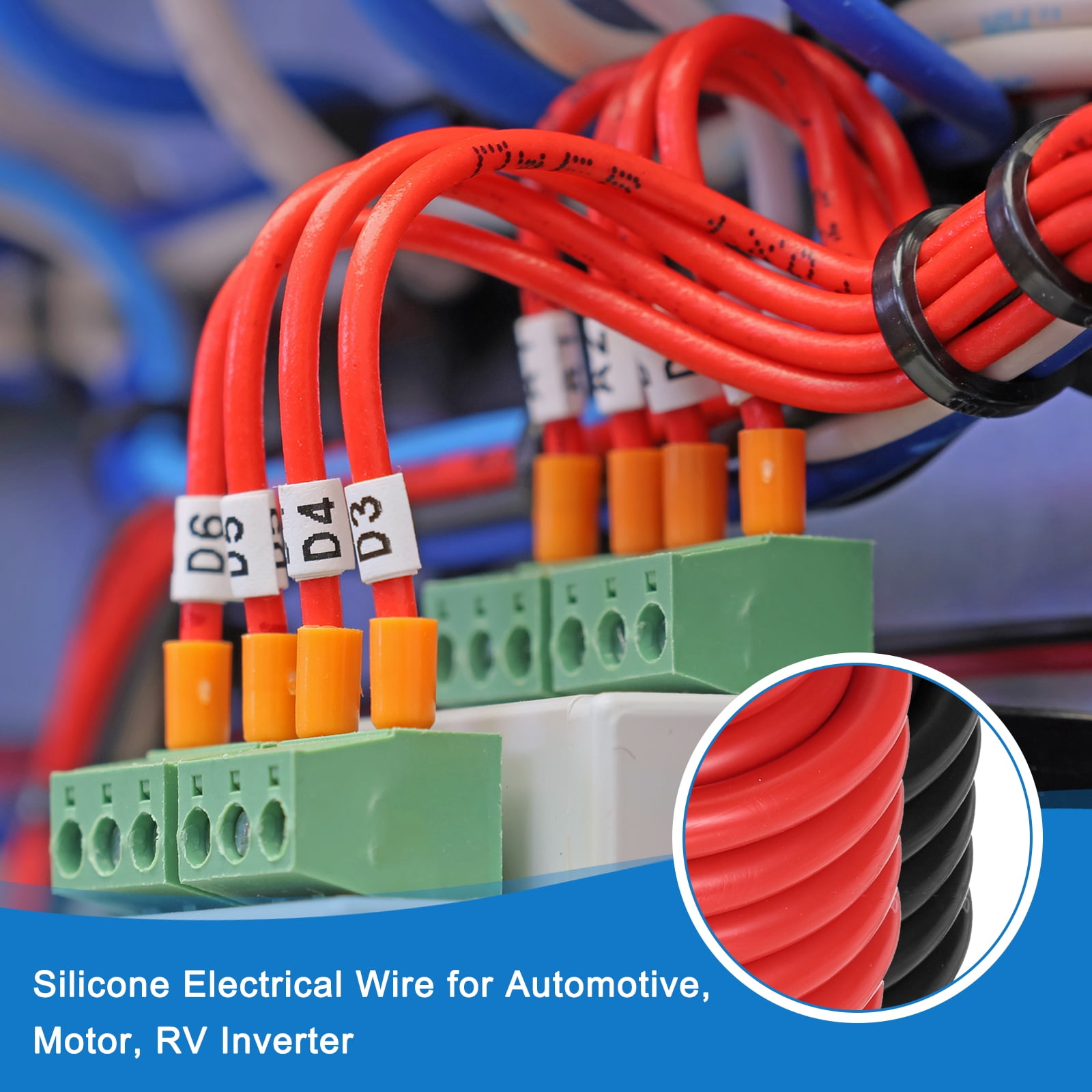 Uxcell 2pcs 14 AWG Silicone Electrical Wire Spool, 14 Gauge 4.6m/15ft Electrical Wires, 600V 200C Tinned Copper Stranded High Temp Battery Wire for Automotive, RV Inverter - Red & Black