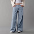 thumbnail image 6 of WERYOUNG Women's Casual Pants Solid Color High Waist Everyday Wear Relaxed Fit Wide Leg Denim Trousers Club Party Comfortable Stylish Jeans, 6 of 8