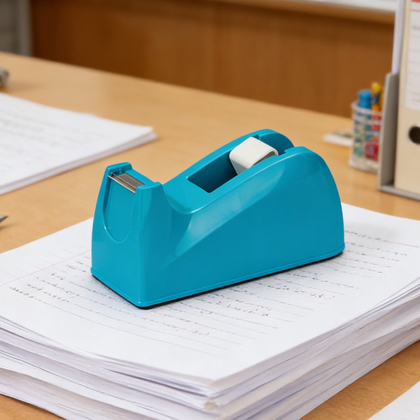 COM1950s Tape Dispenser for Office Desk, Adhesive Tape Holder with Non-Slip Base, Smooth Rolling Cutter for Wrapping, Craft, and Home Use