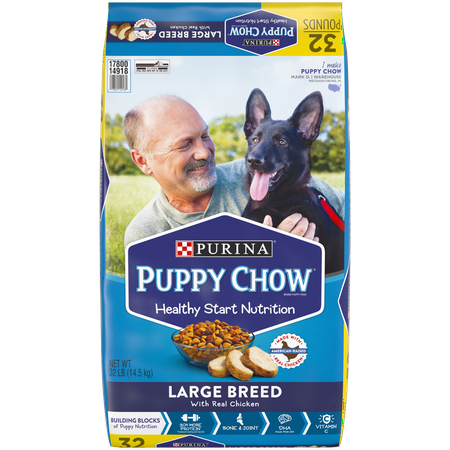 - Purina Puppy Chow High Protein Large Breed Dry Puppy Food, With Real Chicken - 32 lb. Bag
