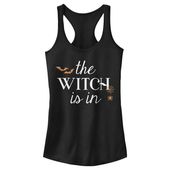 Junior's Lost Gods Halloween The Witch Is In  Racerback Tank Top Black Small