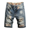 thumbnail image 1 of WEAIXIMIUNG Mens Work Overalls Lightweight Men's Casual Distressed Retro Plus Size Denim Shorts, 1 of 8