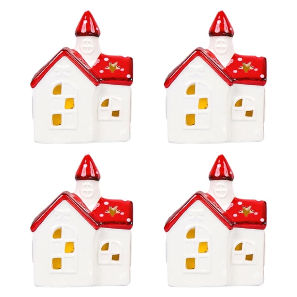4x Esculturas de iluminación navideña Decoración navideña Suministros de bricolaje Adornos navideños Figuras para regalos Mesa Inauguración de la casa