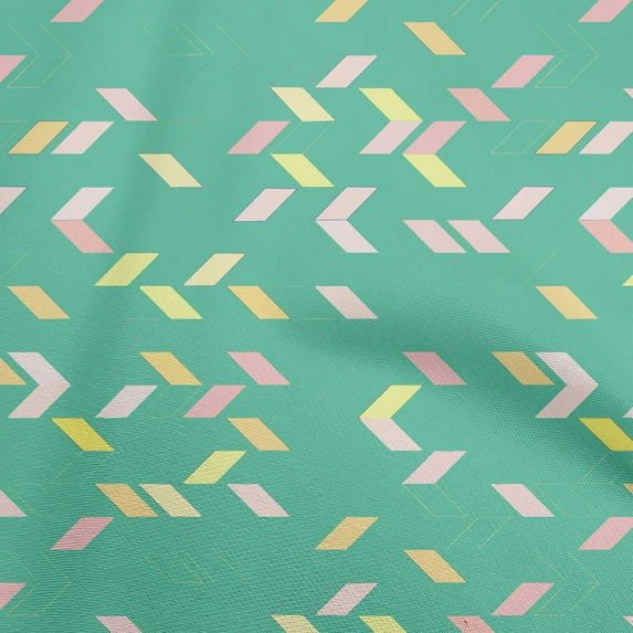 oneOone Cotton Poplin Green Fabric Geometric Sewing Material Print Fabric By The Yard 56 Inch Wide-UA