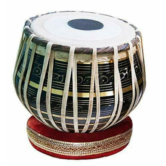 Tabla Drum Set~2.5 Kg Black Painted Designer Bayan~Wooden Dayan