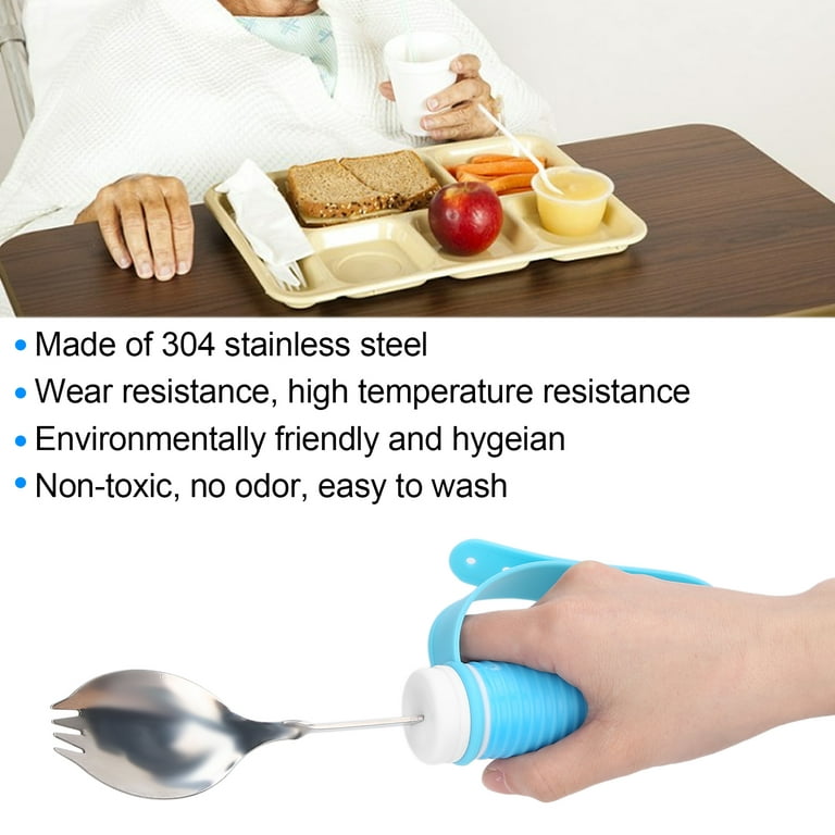 Arthritis Elderly Utensil Disabled Patient Easy Grip Eating Aids Spoon Fork  Stainless Steel Removable Rotating Tableware