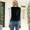 thumbnail image 4 of Stichou Women's Fuzzy Faux Fur Sleeveless Vest Teddy Coats Open Front Plush Waistcoat Outerwear Black XL, 4 of 7