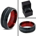 thumbnail image 4 of P. Manoukian Tungsten Wedding Band Ring 8mm for Men Women Red Black Beveled Edge Brushed Polished Lifetime Guarantee Size 10.5, 4 of 4